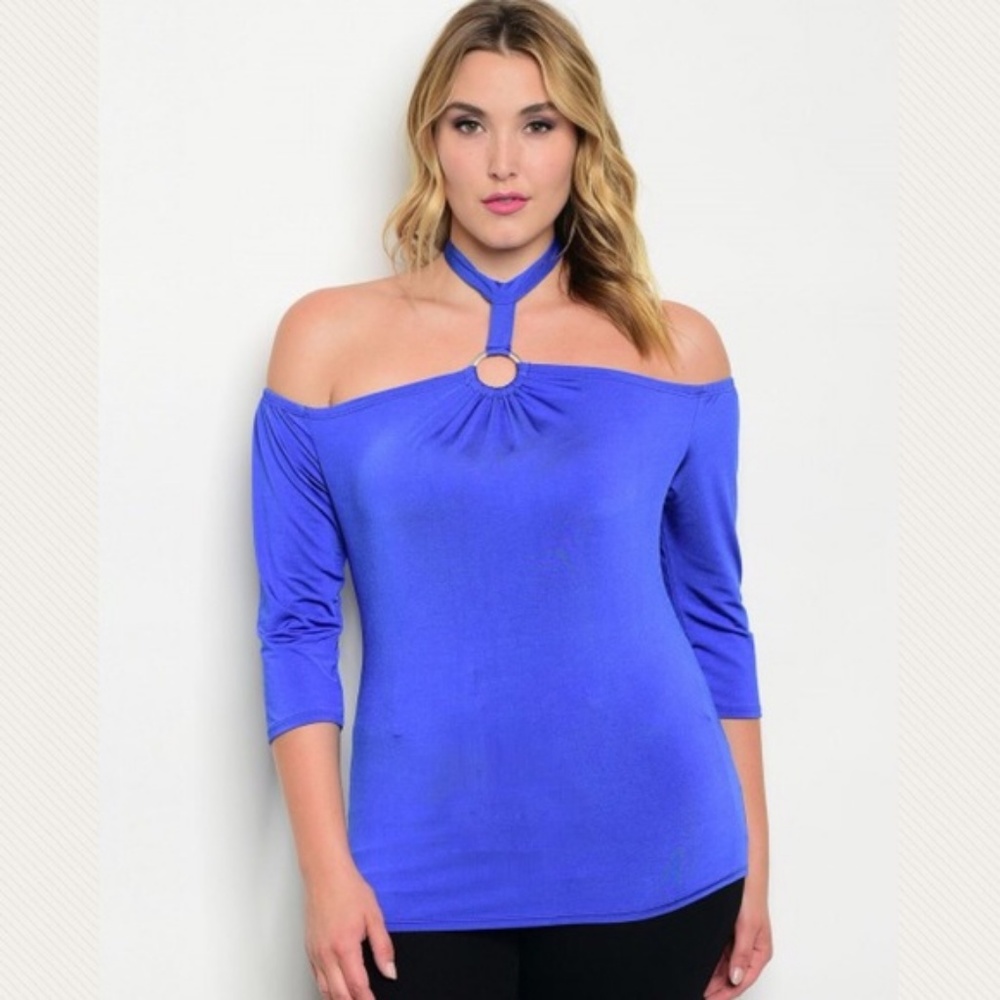 Blue Plus Size Stretchy Top - Picture 2 of 3